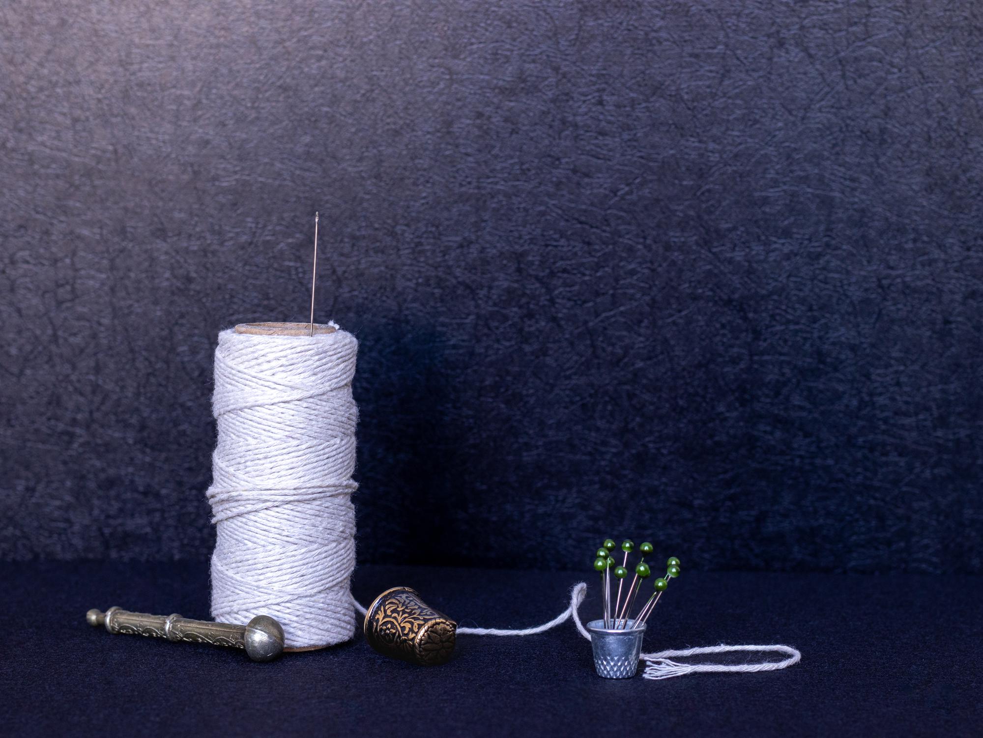 Interior of embroidery studio with glowing threads