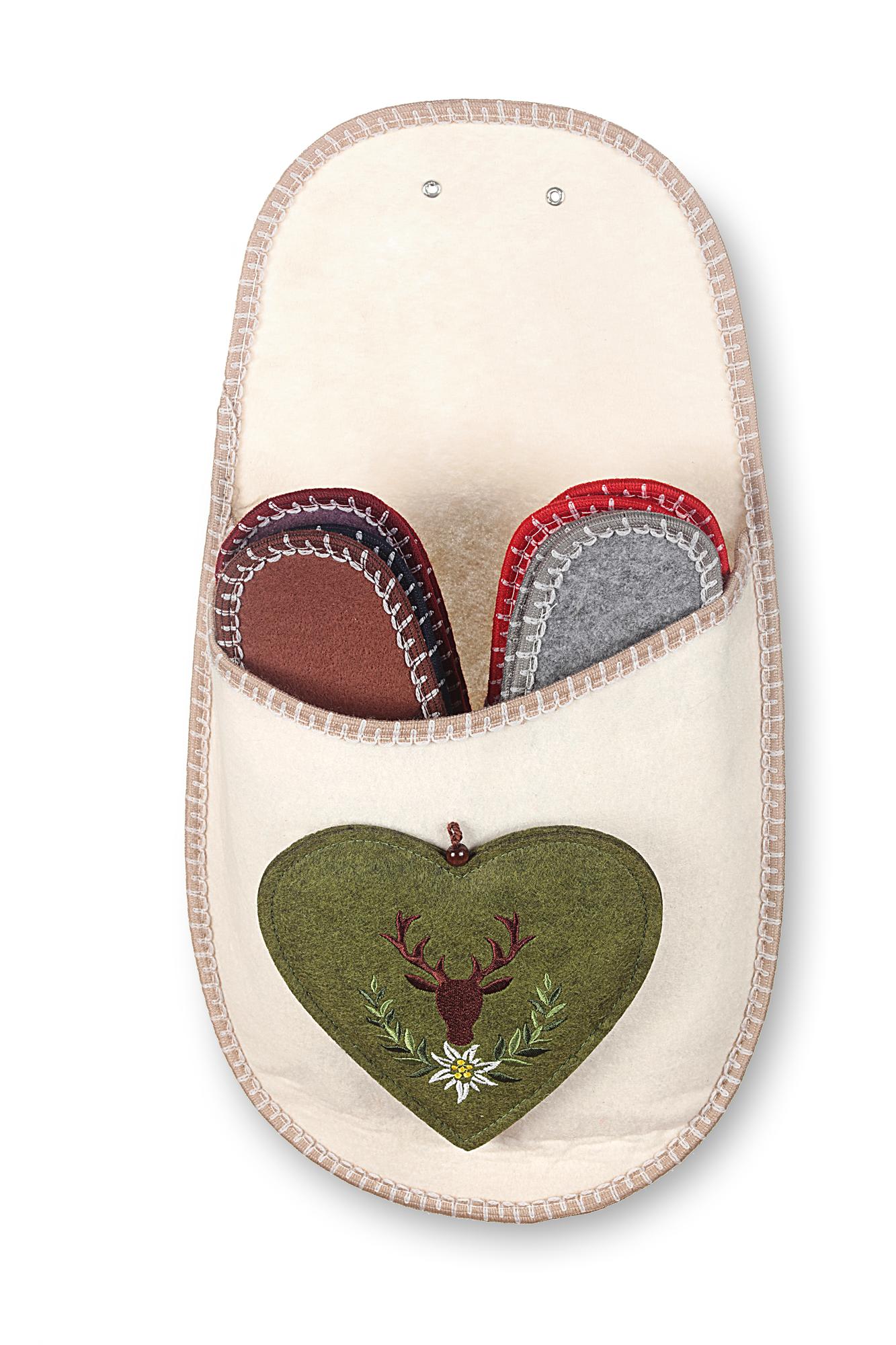 Close-up of embroidered patch on bag